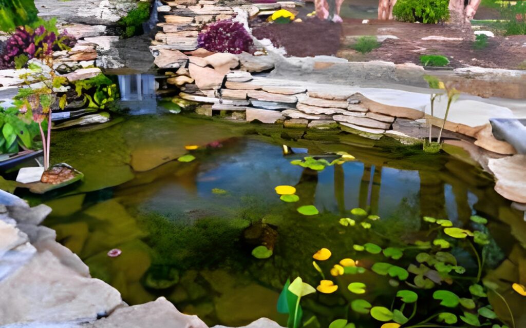 a-pond-filled-with-lots-of-water-surrounded-by-rocks